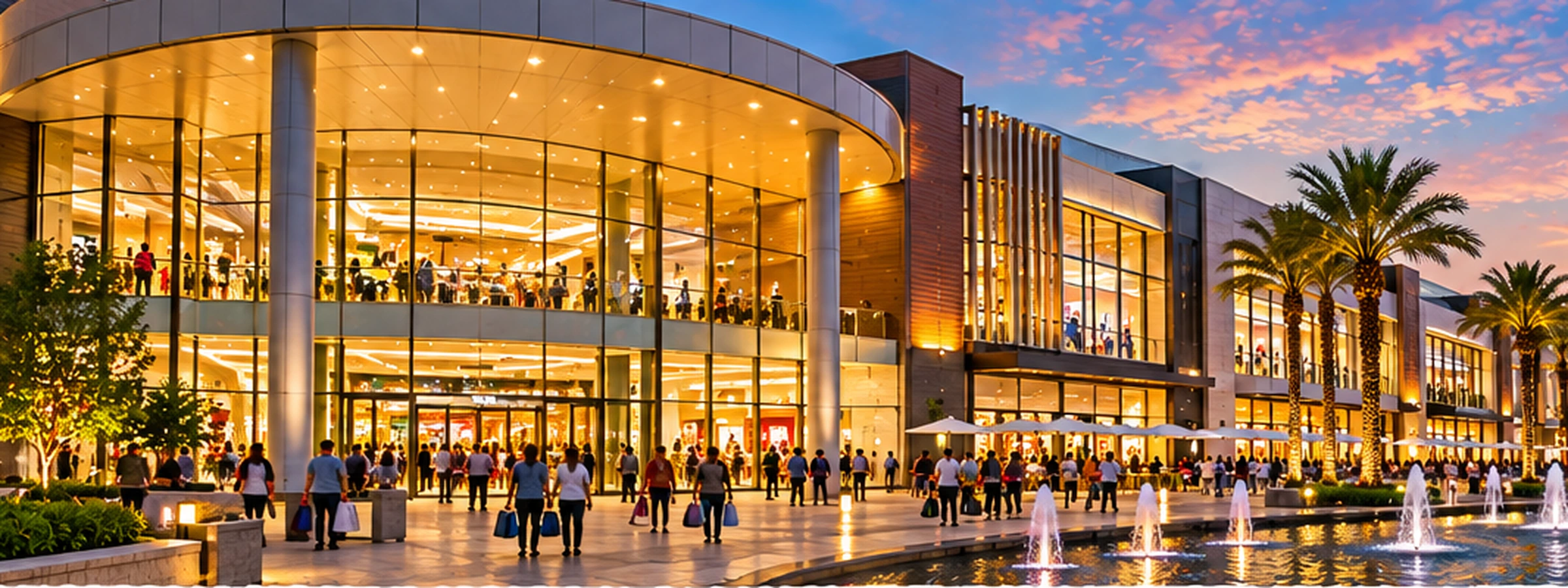 Modern alışveriş merkezi dış cephe ve yaşam alanı